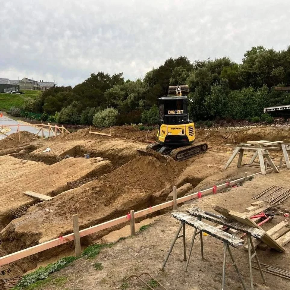DIGABIT Te Roera Hills project — overhead view of foundation excavation